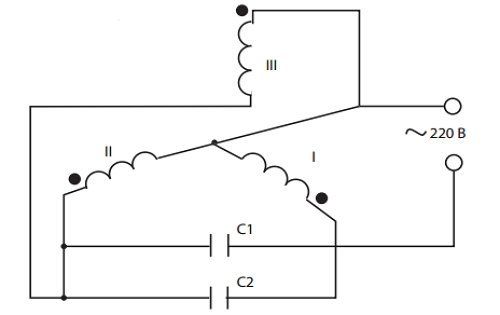 Рис. 2. Схема подключения электродвигателя