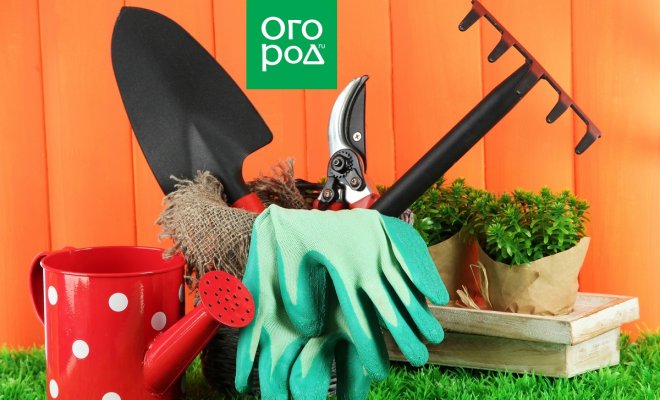 : garden tools on grass in yard